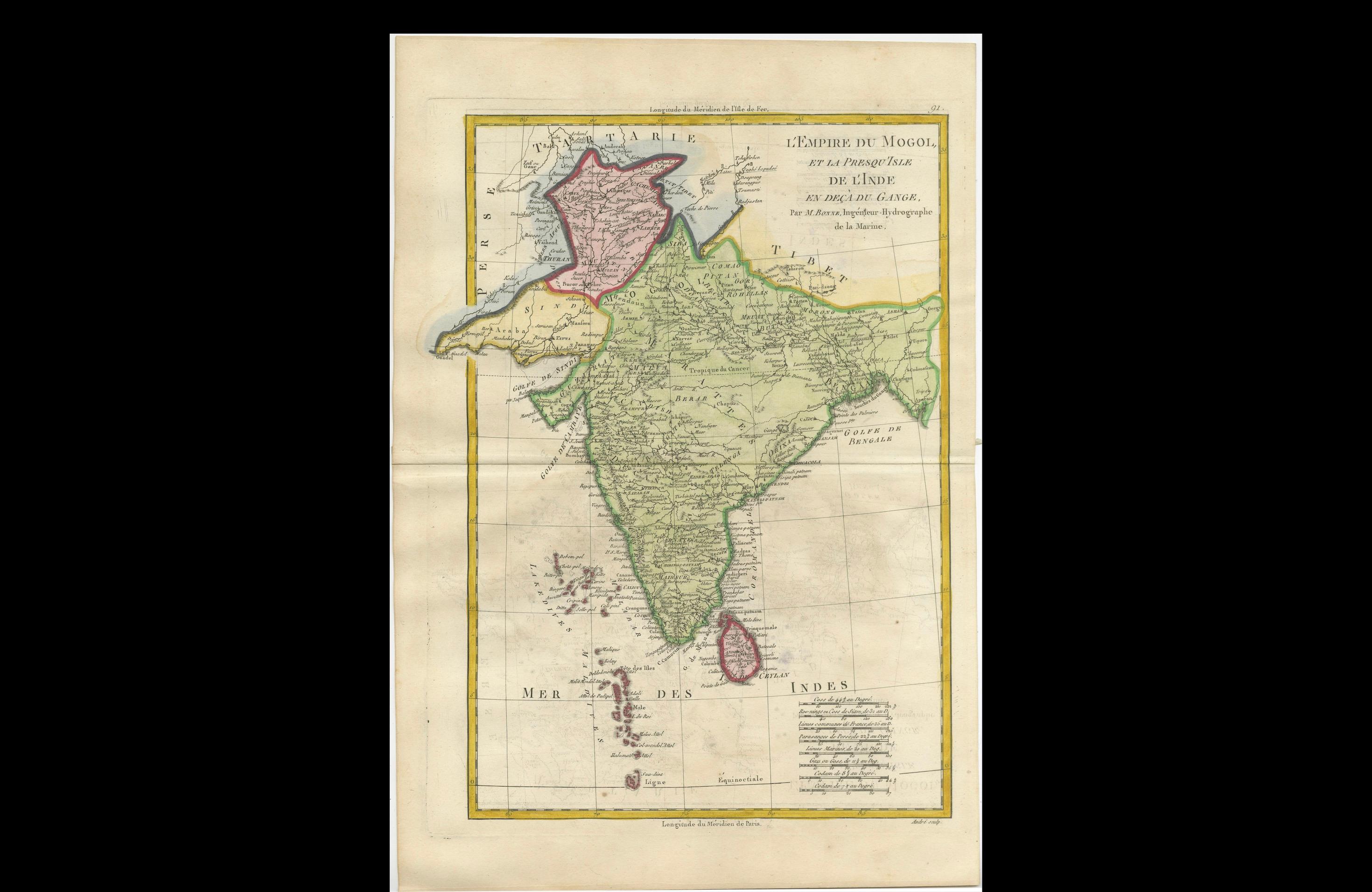 Late 18th Century Old Map of The Mughal Empire and the Indian Peninsula South of the Ganges, 1787 For Sale