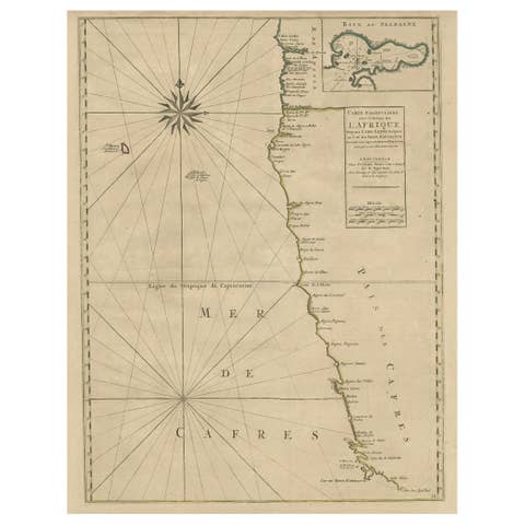 Old Map of the Namibia and South Africa Coasts & Inset of Saldanha Bay, ca.1700