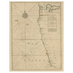 Ancienne carte des côtes de la Namibie et de l'Afrique du Sud et encart de la baie de Saldanha, vers 1700