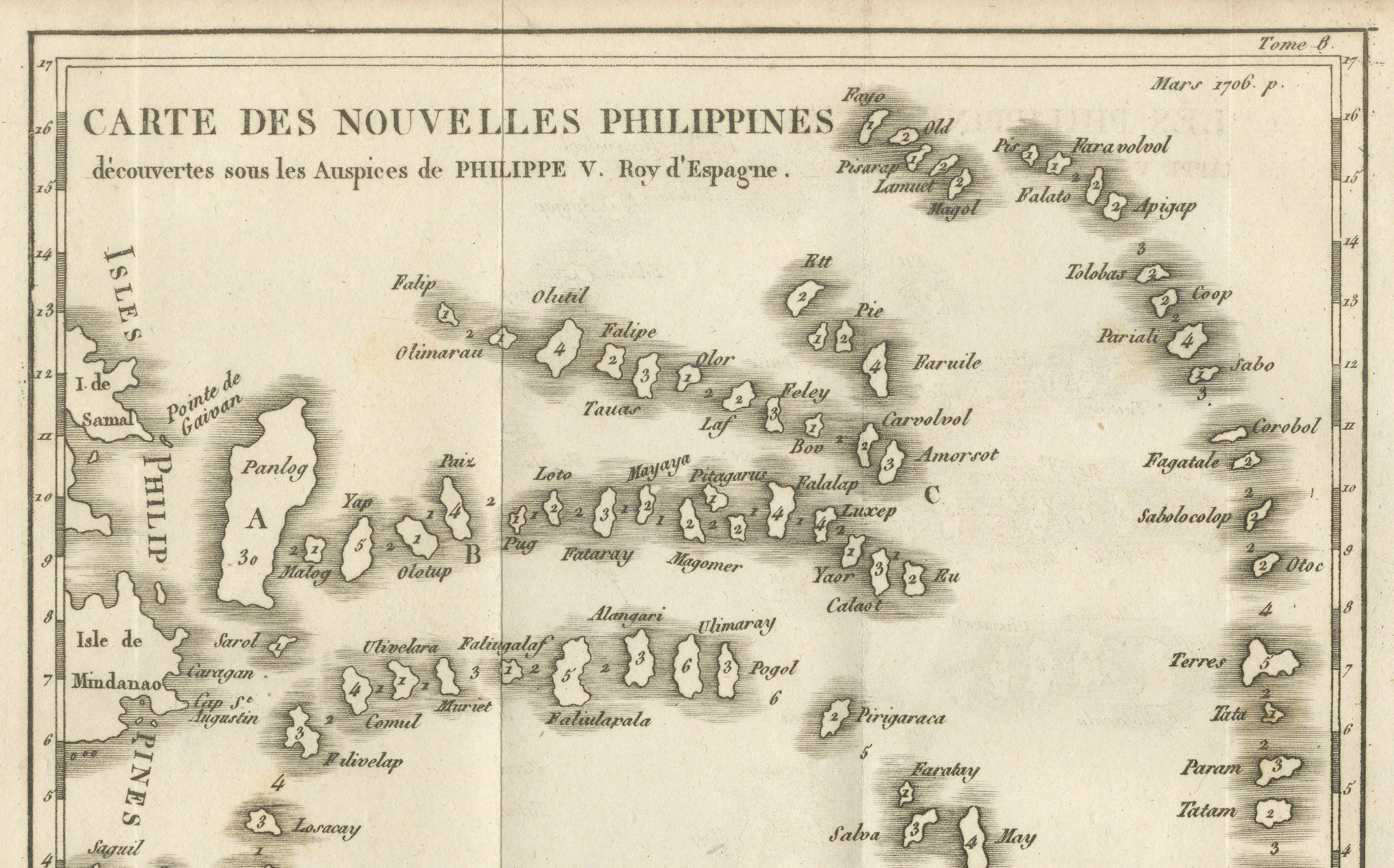Alte Karte der neuen Philippinen - frühes 18. Jahrhundert, Spanisch-Ostindien, 1706 (Graviert) im Angebot