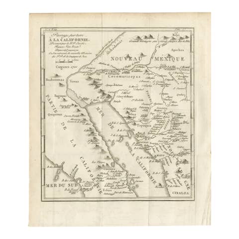 Old Map of the Overland Route to California – Early Exploration Pathways, 1701