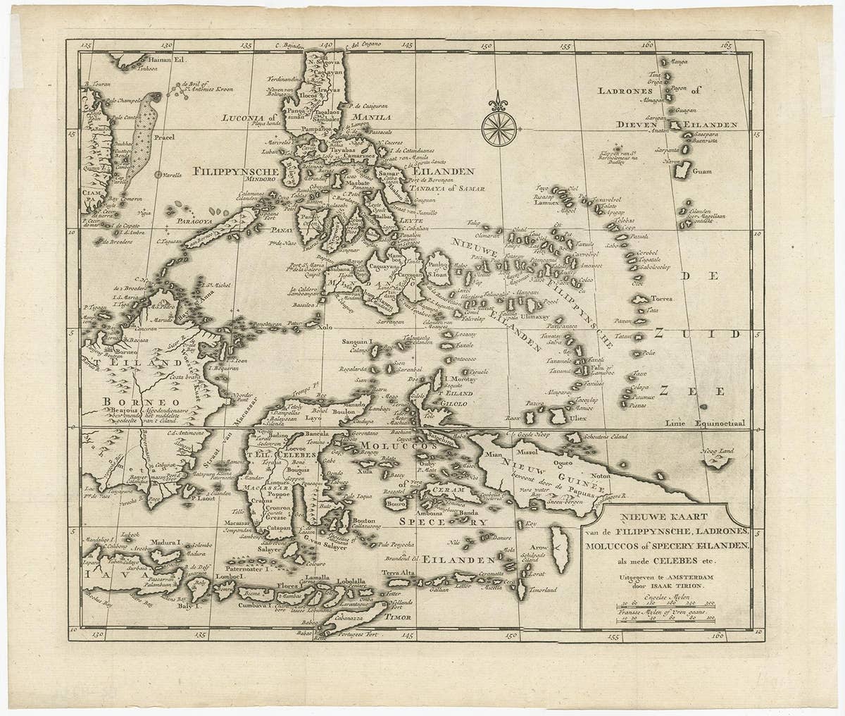 Old Map of the Philippines and Part of Indonesia 'Spice Islands', 1744