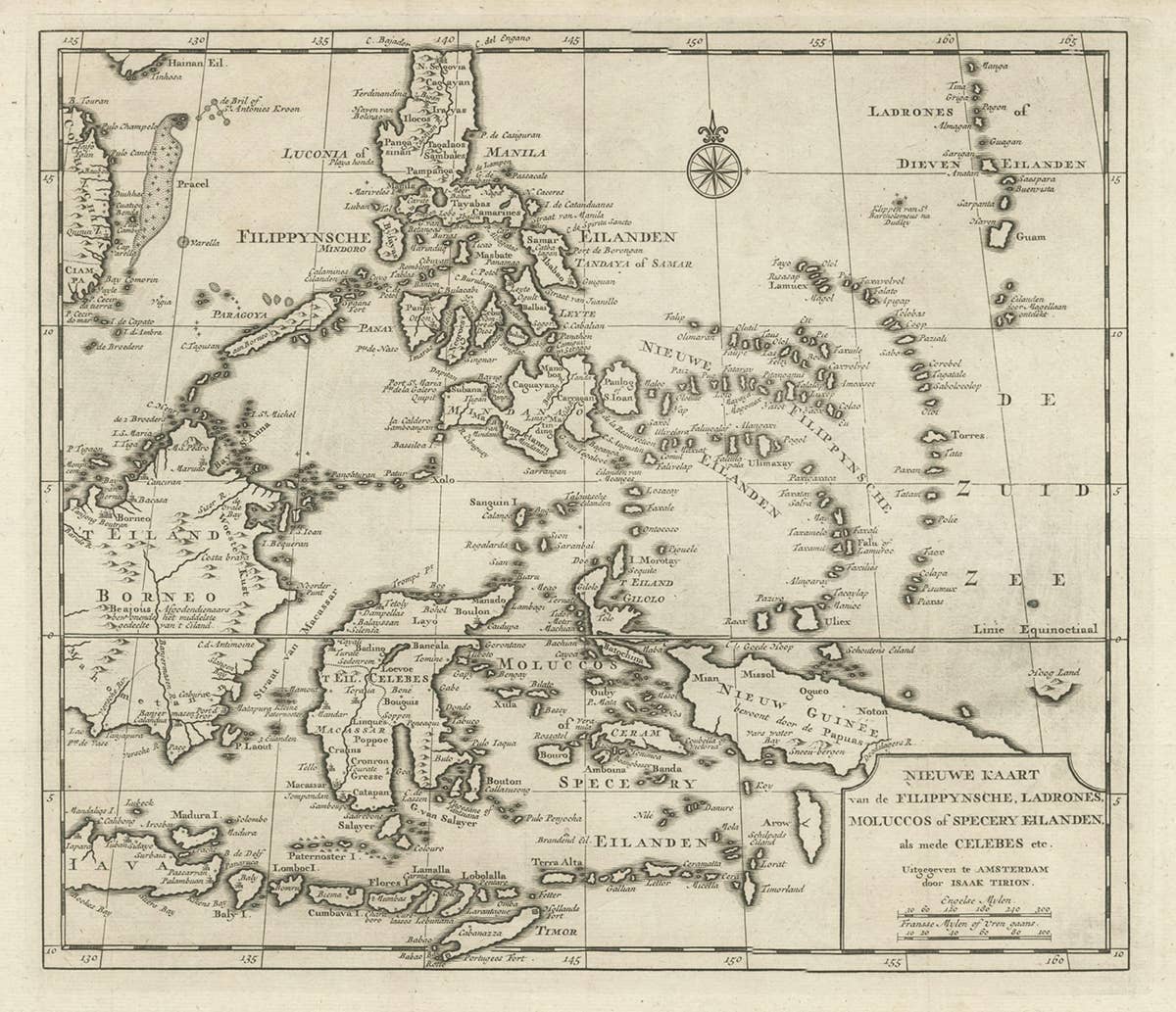 Old Map of the Philippines and Part of Indonesia 'Spice Islands', 1744