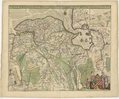 Old Map of the Province of Groningen, the Netherlands & inset of Islands, C.1680