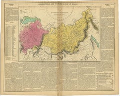Carte ancienne de l'Empire russe, avec texte de langue anglaise, vers 1820