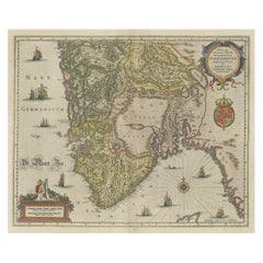 Old Map of The Southern Part of Norway, Covering the Region Around Bergen, c1650