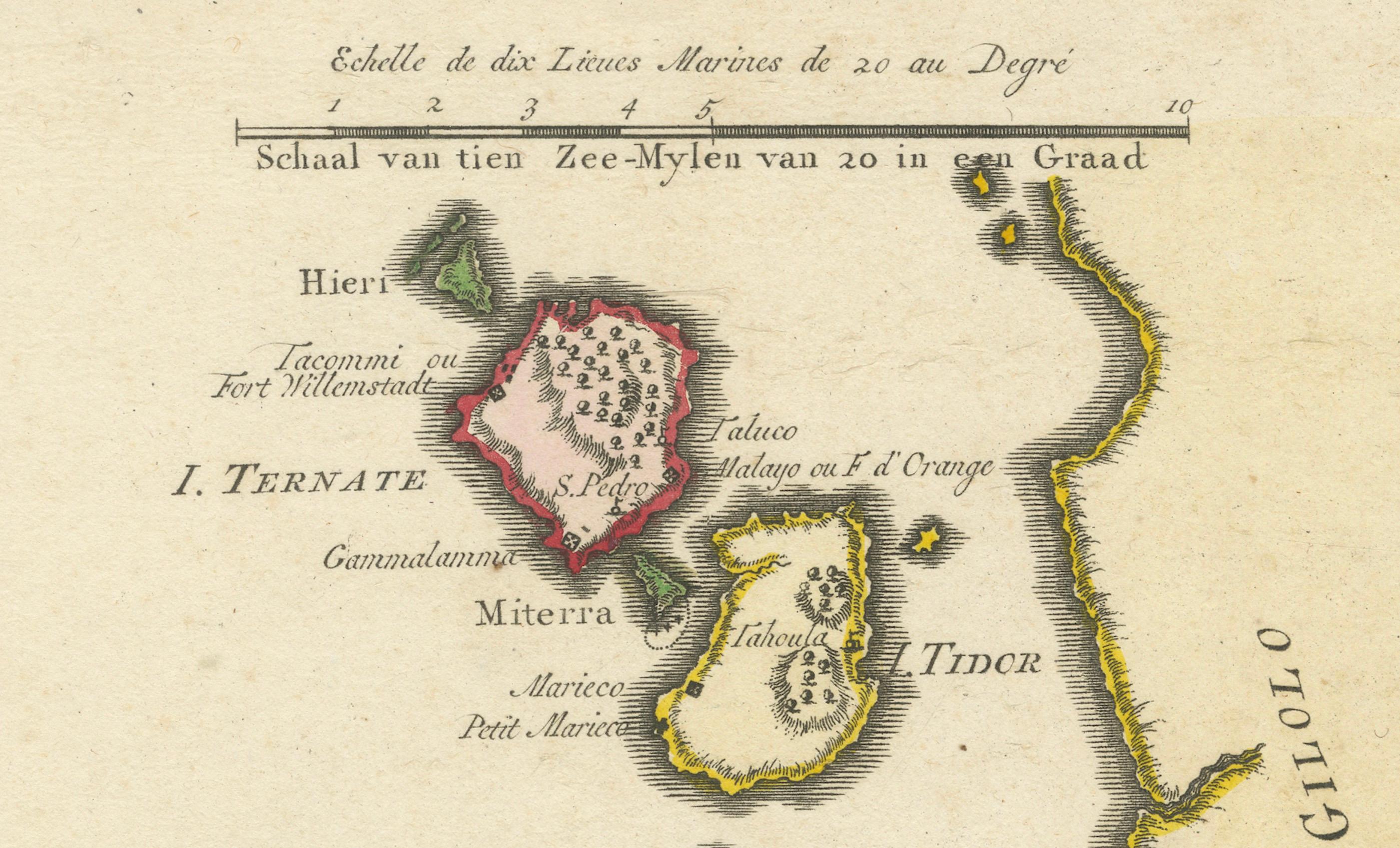 Ancienne carte des îles Spice Islands, Moluccas de Bellin, publiée en 1771 Bon état - En vente à Langweer, NL