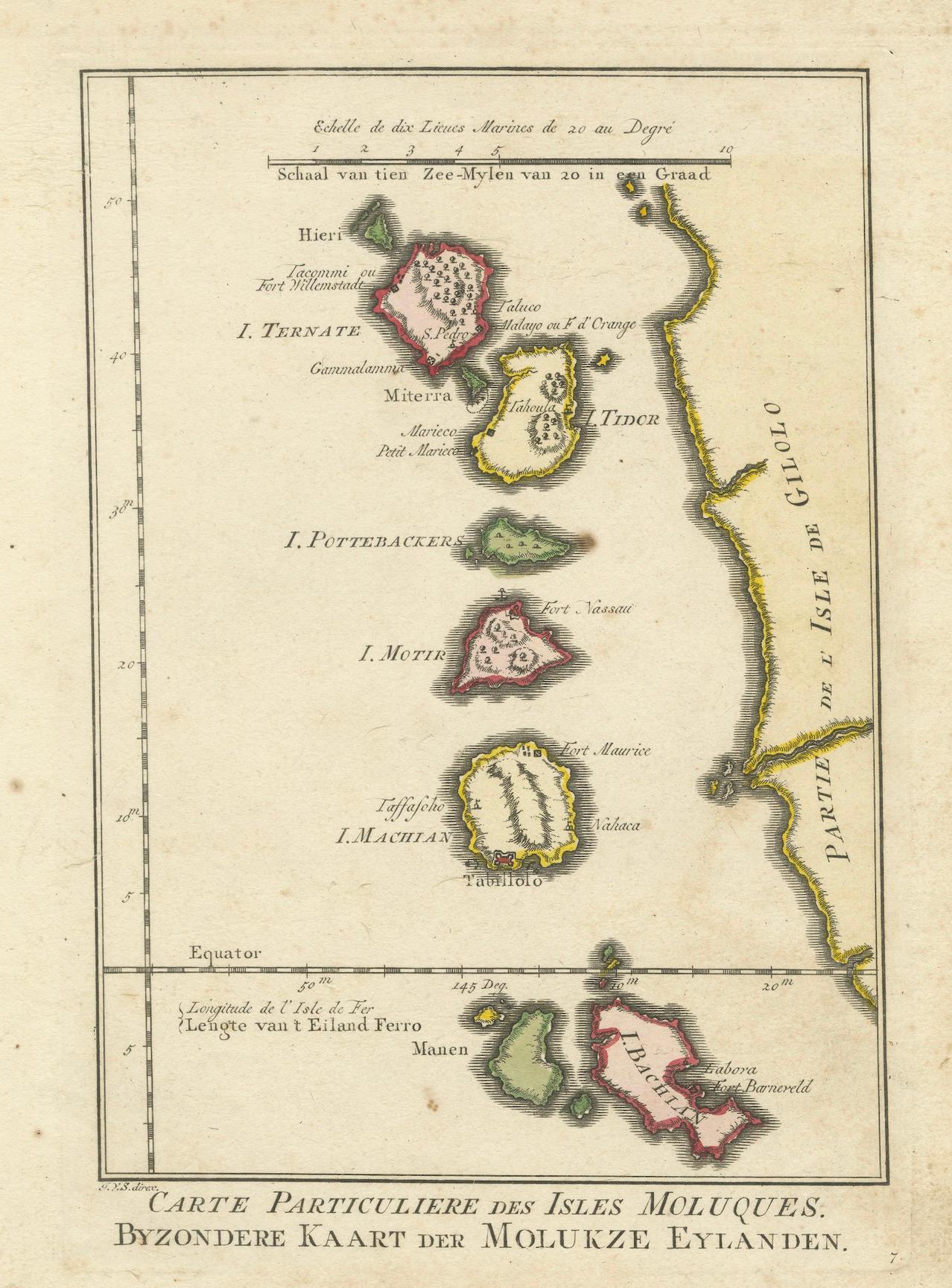 Papier Ancienne carte des îles Spice Islands, Moluccas de Bellin, publiée en 1771 en vente