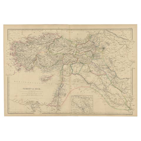 Old Map of Turkey in Asia with Mosul Environs and Assyrian Ruins Inset , 1859