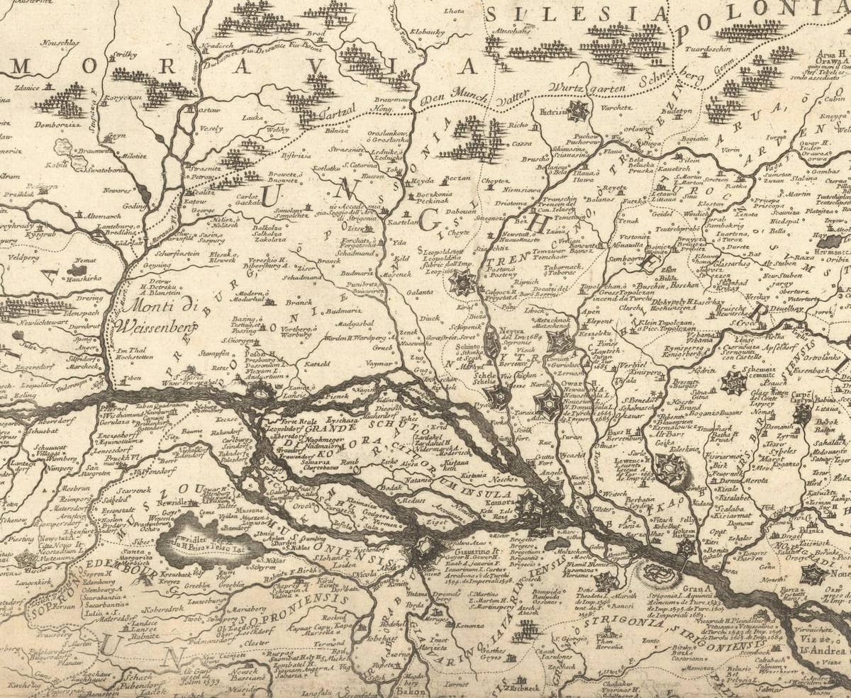 Old Map Showing Info Related to the Ottoman Wars including Conflict Dates, c1690