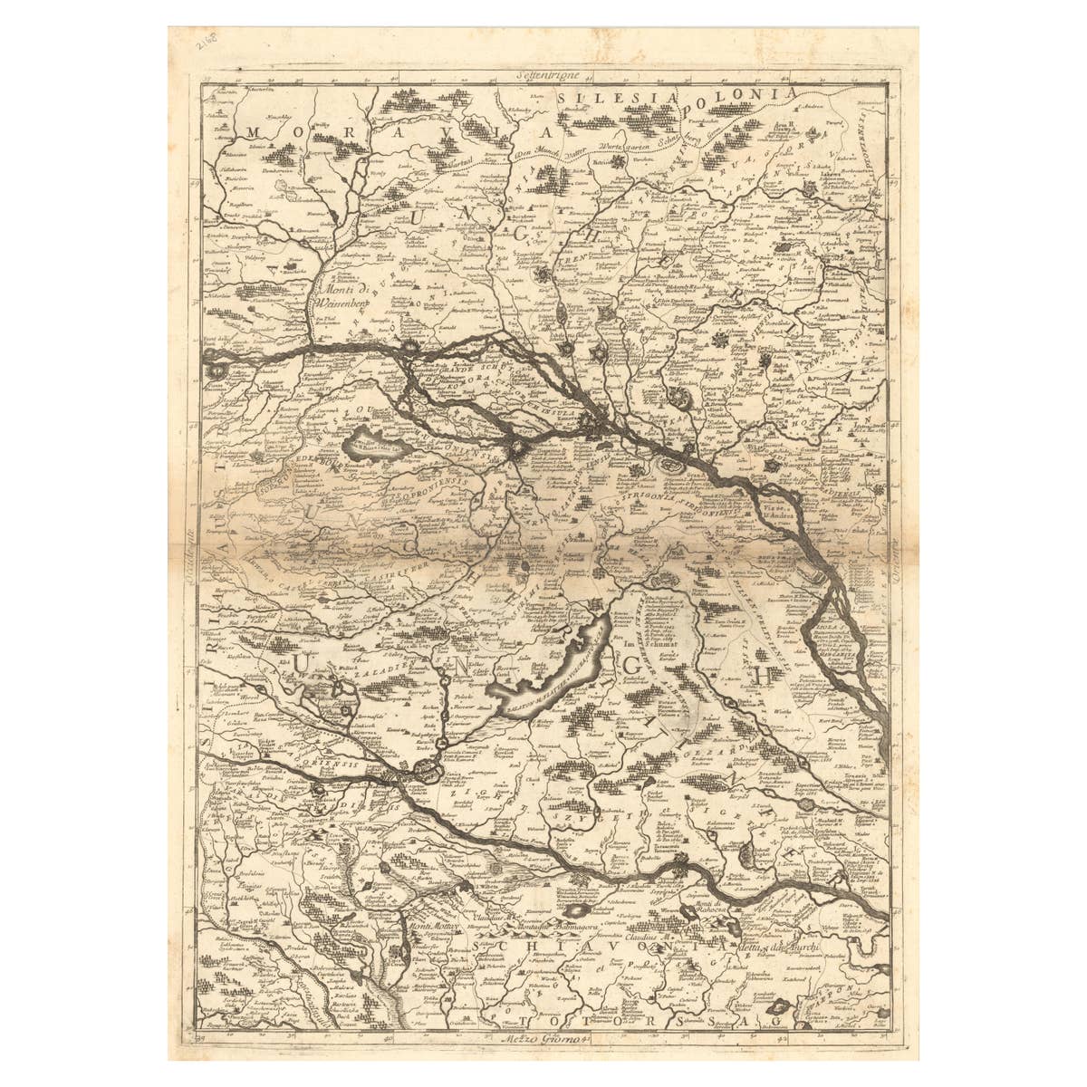 Old Map Showing Info Related to the Ottoman Wars including Conflict Dates, c1690