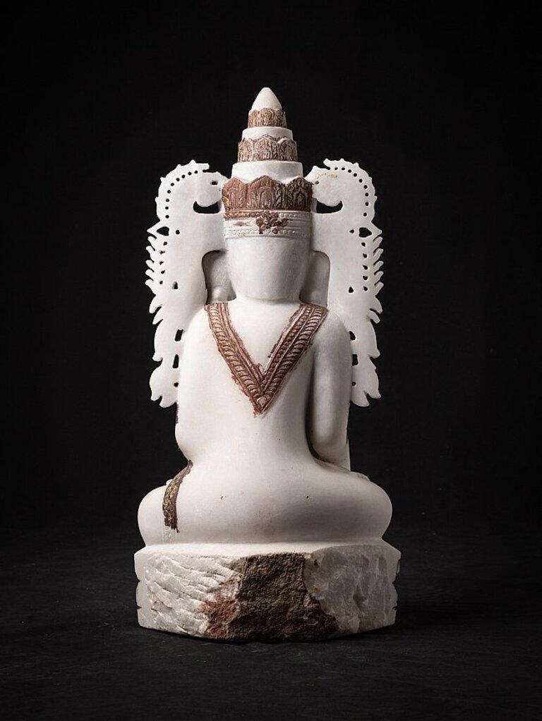Old Marble Crowned Buddha Statue from Burma For Sale 8