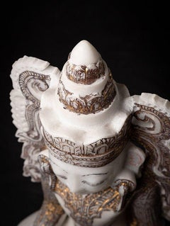 Old Marble Crowned Buddha Statue from Burma