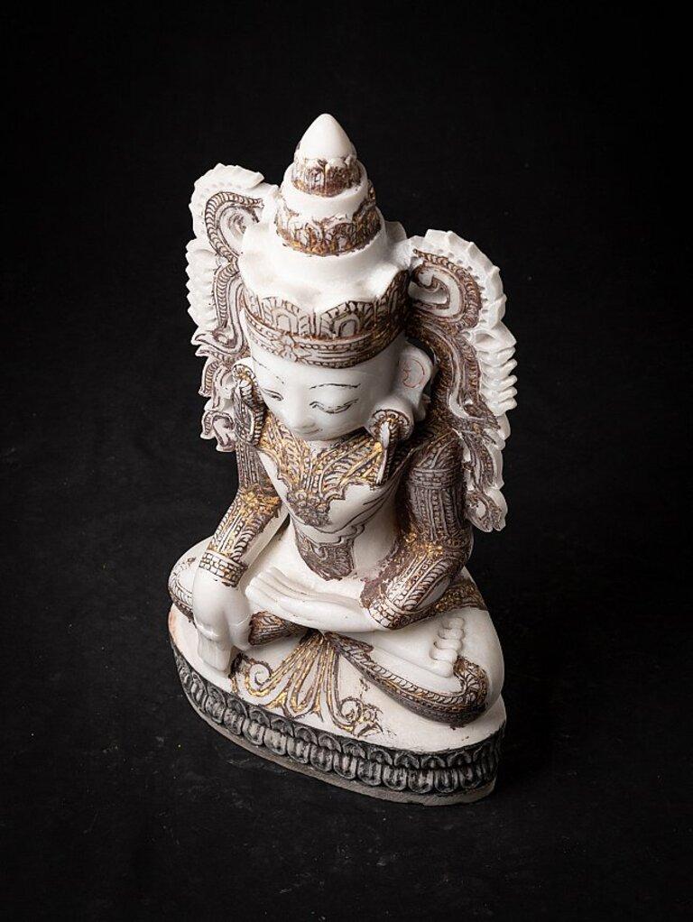 Old Marble Crowned Buddha Statue from Burma For Sale 15