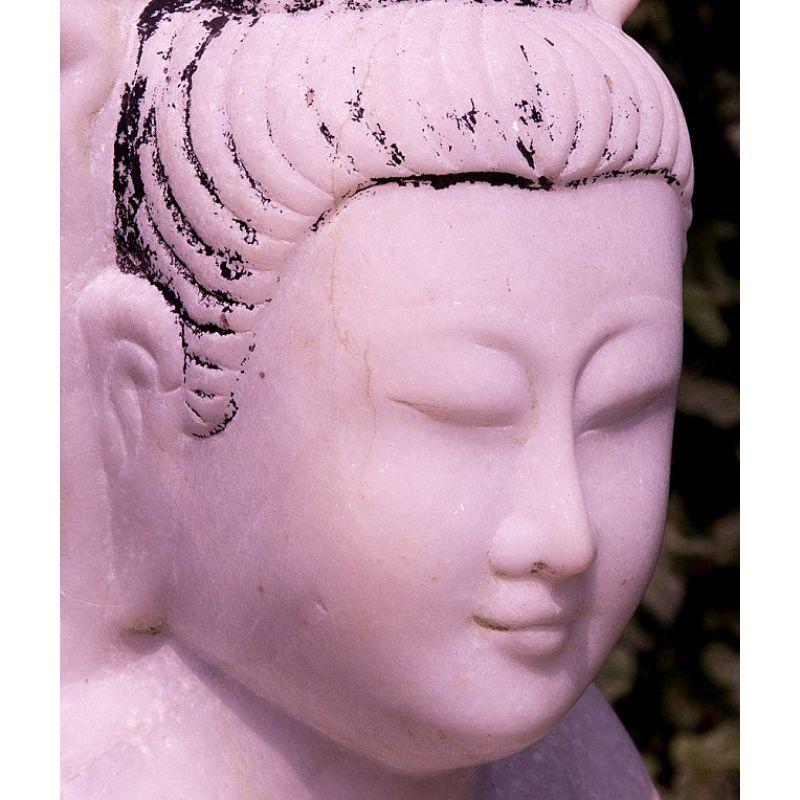 Old Marble Guan Yin Statue from Burma For Sale 7