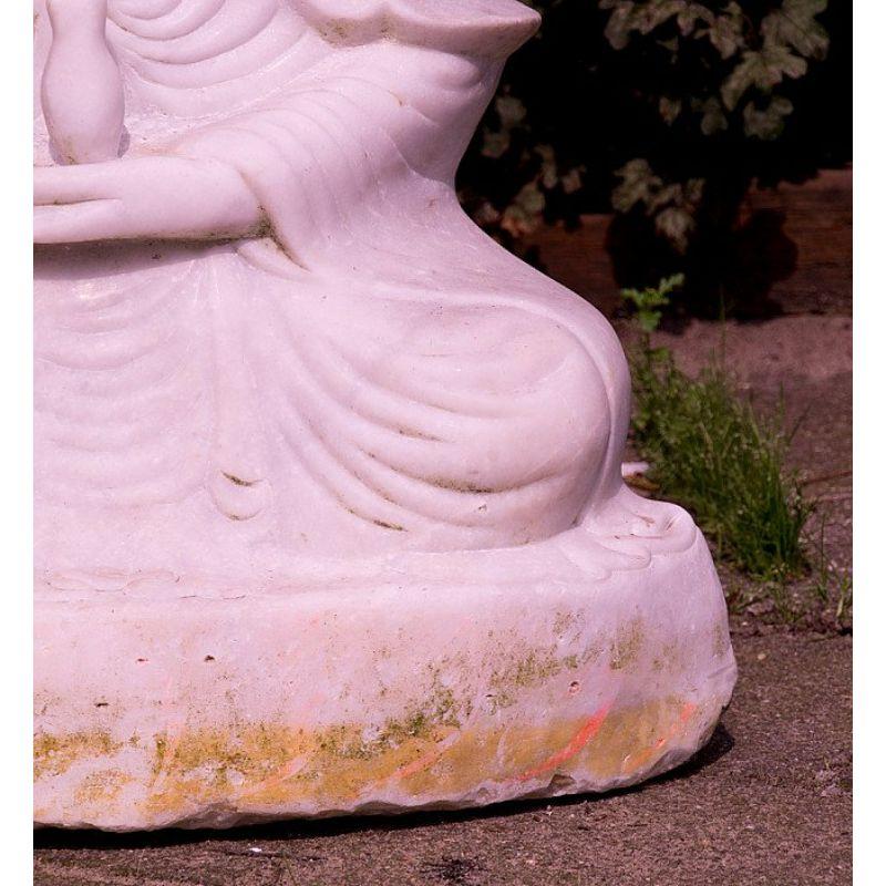 Old Marble Guan Yin Statue from Burma For Sale 11