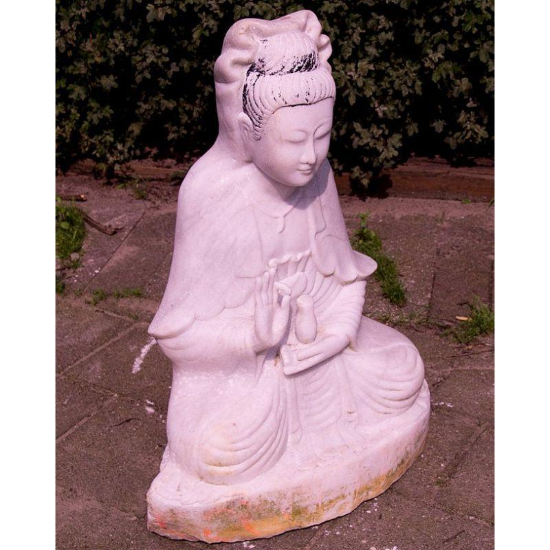 Old Marble Guan Yin Statue from Burma For Sale 13