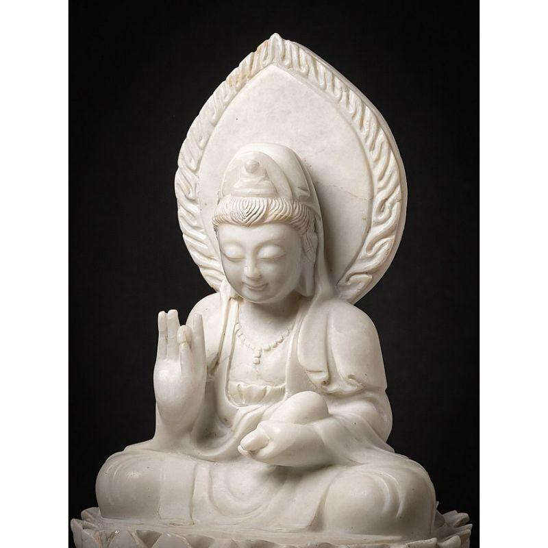 20th Century Old marble Guan Yin statue from Burma For Sale