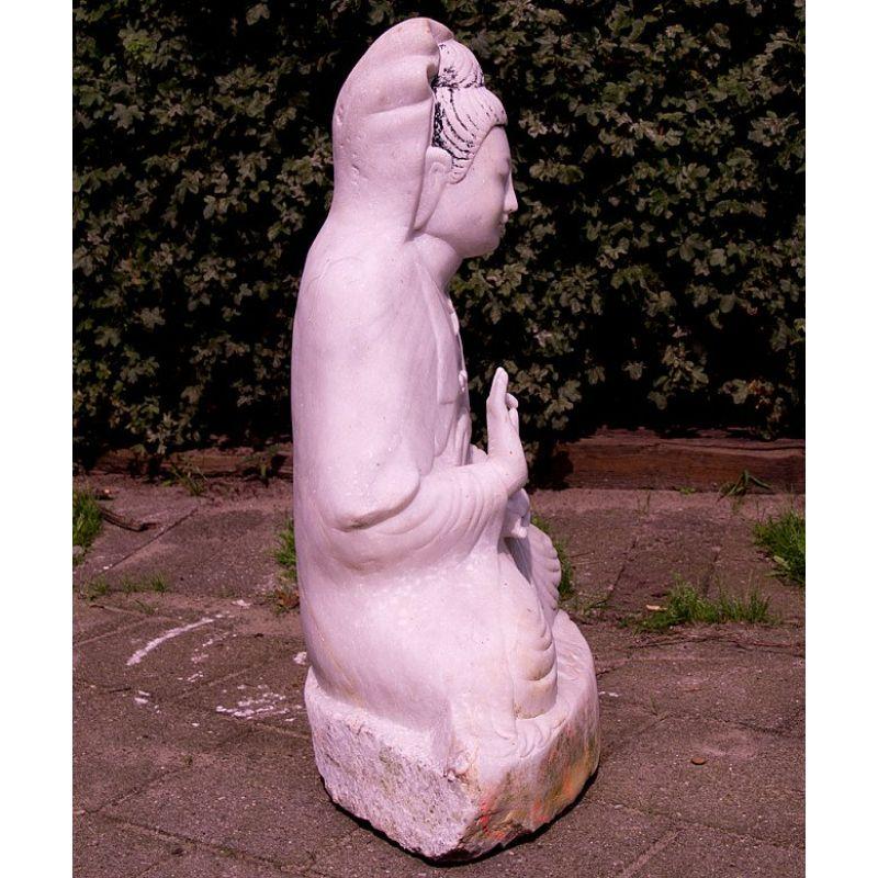 20th Century Old Marble Guan Yin Statue from Burma For Sale