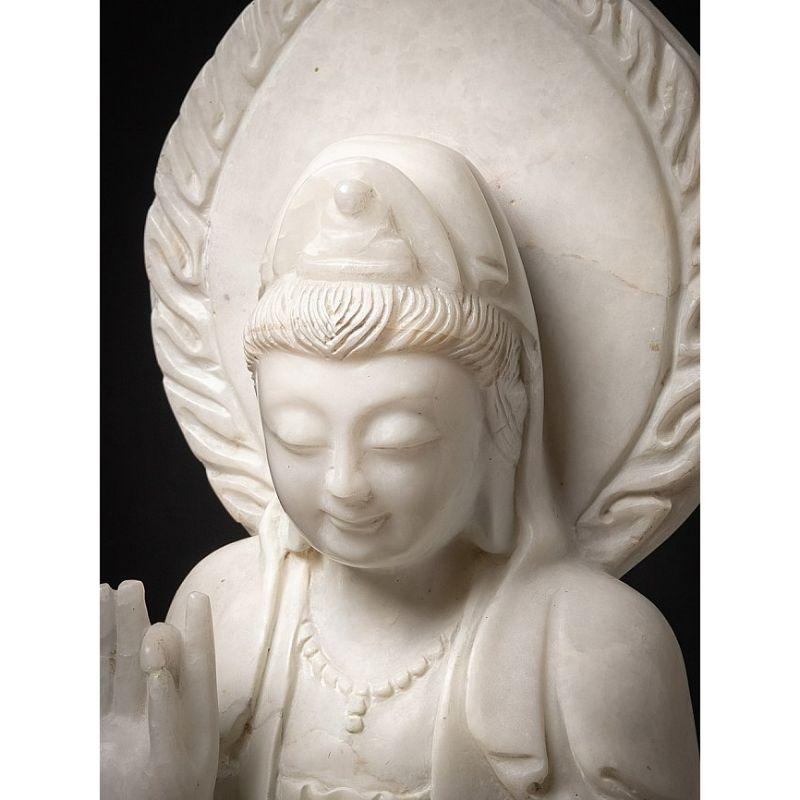 Marble Old marble Guan Yin statue from Burma For Sale
