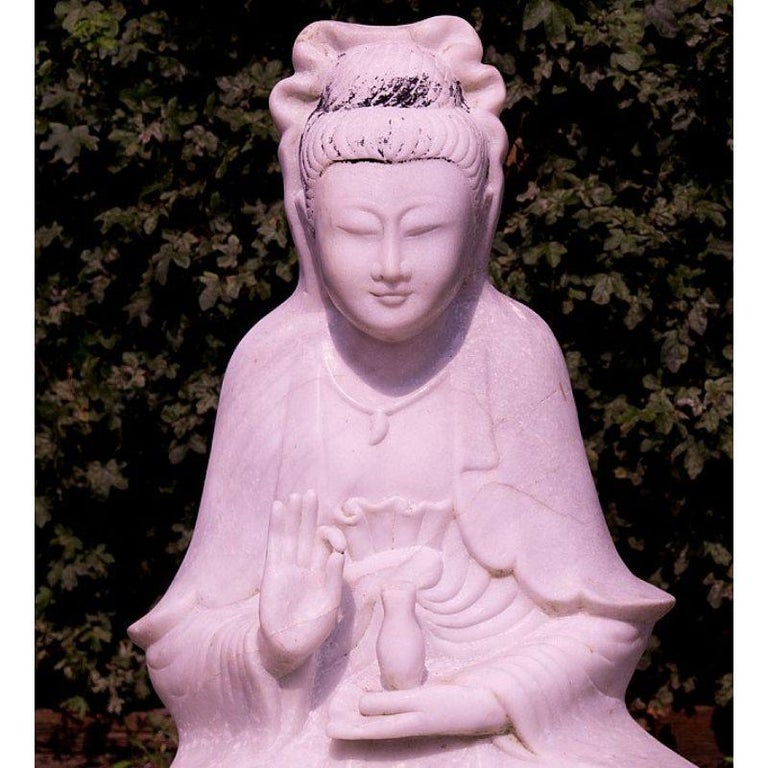 Old Marble Guan Yin Statue from Burma For Sale at 1stDibs