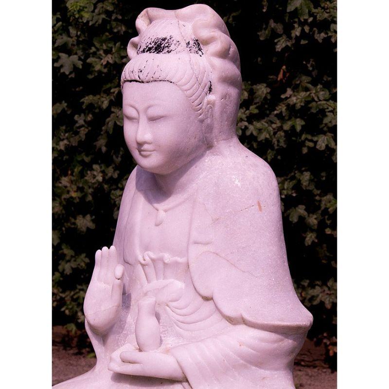 Old Marble Guan Yin Statue from Burma For Sale 3