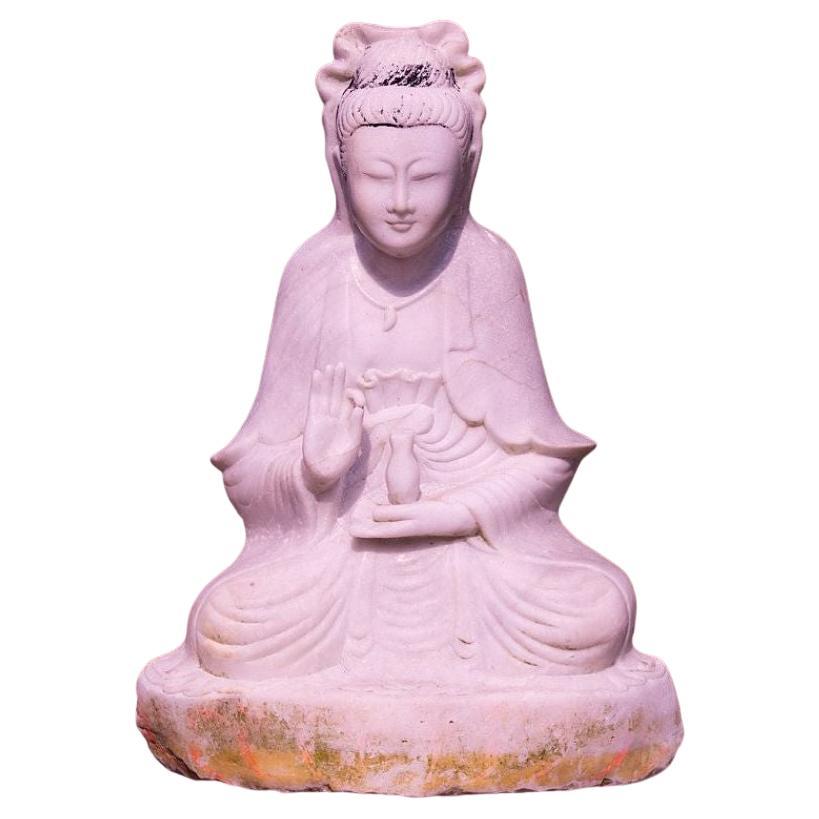 Old Marble Guan Yin Statue from Burma For Sale