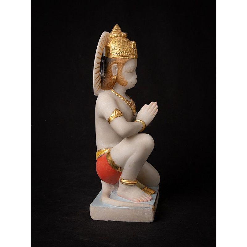 Old Marble Hanuman Statue from India In Good Condition For Sale In DEVENTER, NL