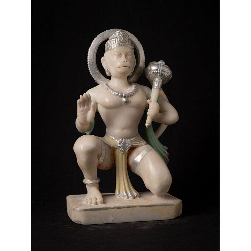 Old Marble Hanuman Statue from India In Good Condition For Sale In DEVENTER, NL