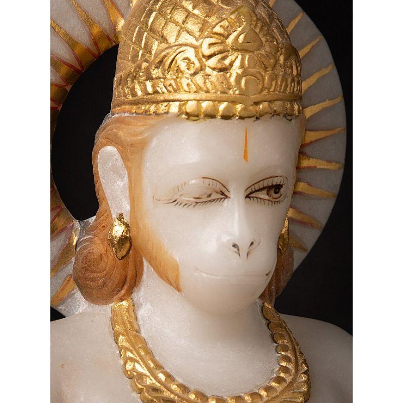 Hanuman-Statue aus altem Marmor aus Indien im Angebot 3
