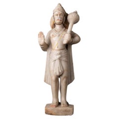 Retro Old Marble Hanuman Statue from India