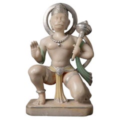 Retro Old Marble Hanuman Statue from India