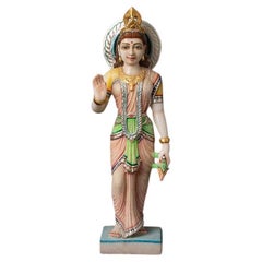 Retro Old Marble Parvati Statue from India