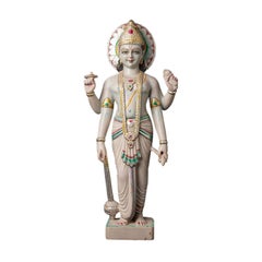Retro Old Marble Vishnu Statue from India