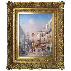 Old Market in Square Capuana in Naples, Robert Alott Oil Painting 19th Century