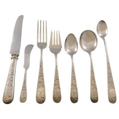 Old Maryland Engraved by Kirk Sterling Silver Flatware Set Service 62 Pcs H Mono