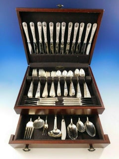 Old Maryland Engraved by Kirk Sterling Silver Flatware Set Service 94 Pcs H Mono