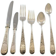 Old Maryland Engraved by Kirk Sterling Silver Flatware Set Service 94 Pcs H Mono