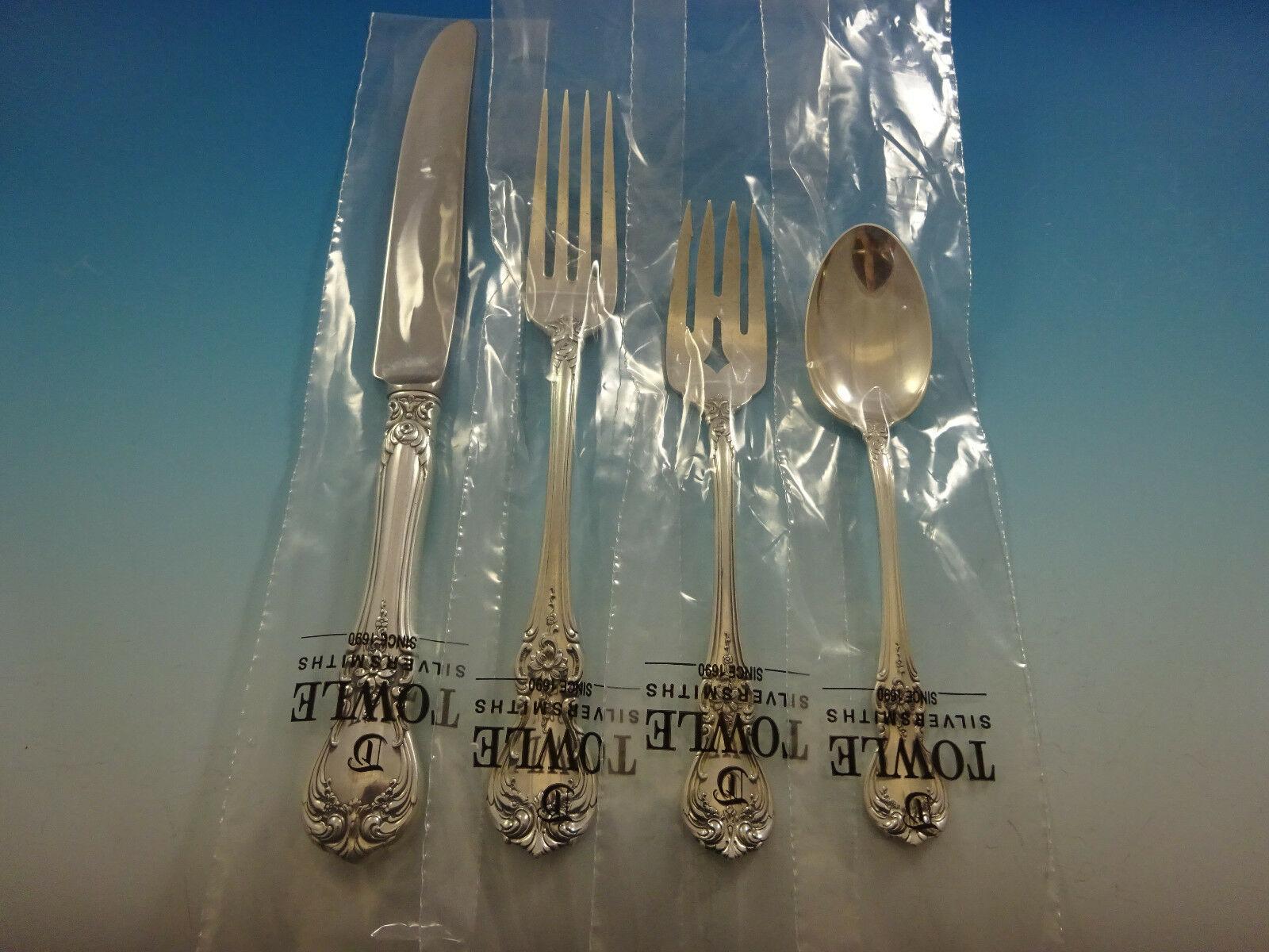 Old Master by Towle Sterling Silver Flatware Set 8 Service 55 PC Dinner Size New In Excellent Condition For Sale In Big Bend, WI