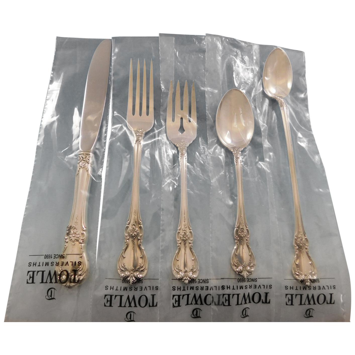 Old Master by Towle Sterling Silver Flatware Set for Eight Service 45 pieces New For Sale