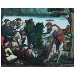Old Master Eglomise Painting of Saint John the Baptist 18th Century