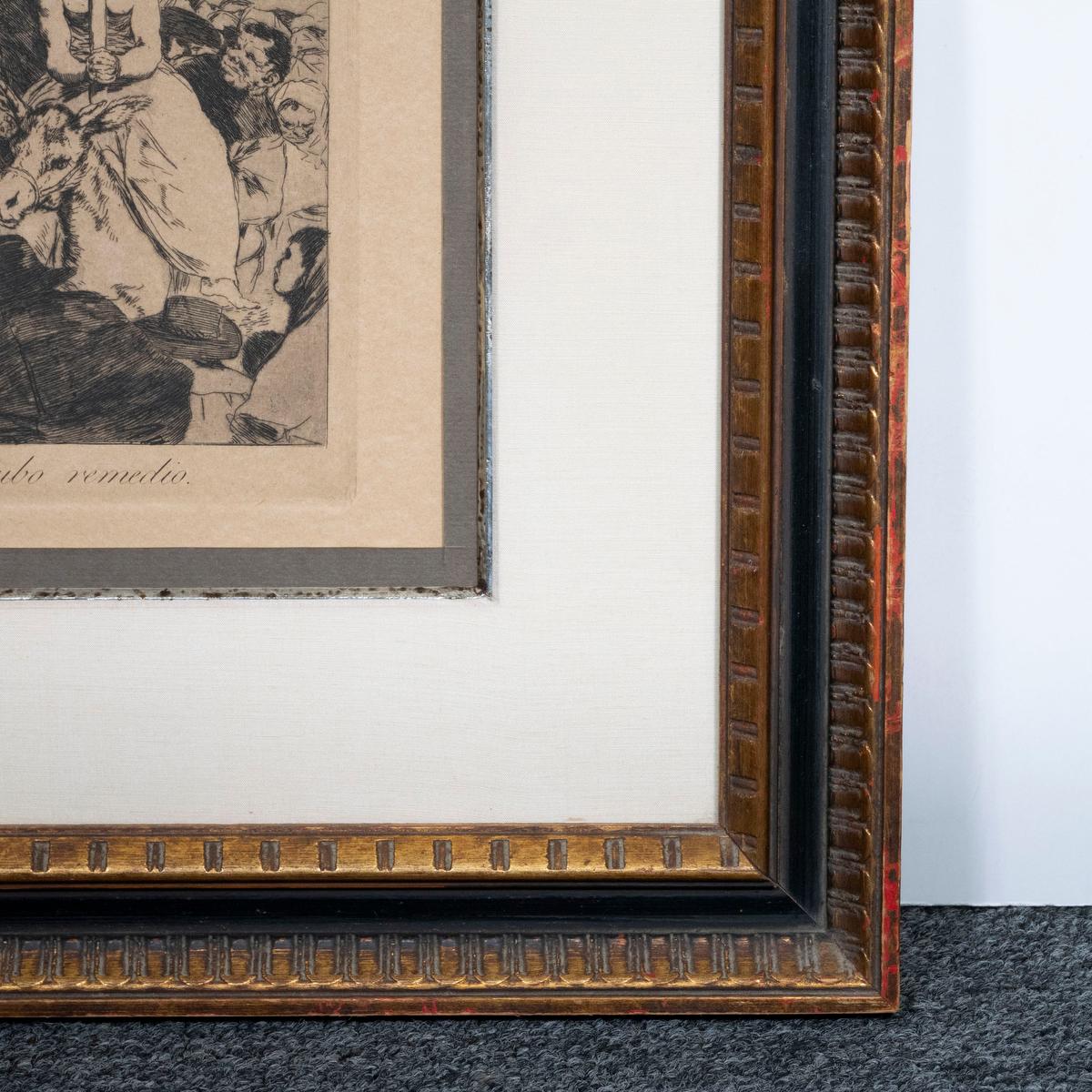 Aguafuerte y aguatinta del Viejo Maestro Madera dorada en venta