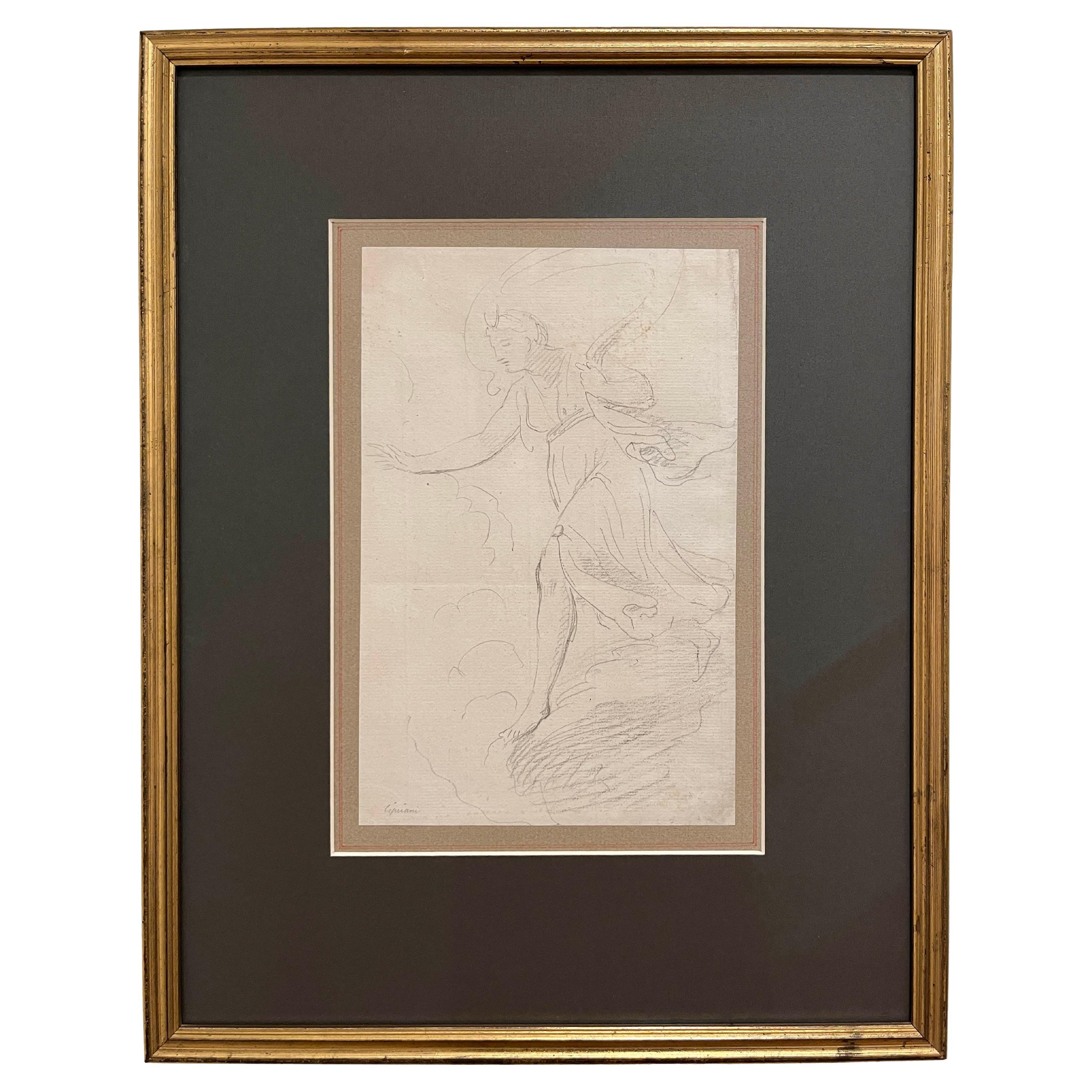 Old Master Framed Baroque pencil study for a mythological composition For Sale