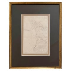 Antique Old Master Framed Baroque pencil study for a mythological composition