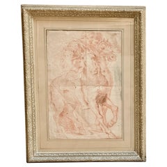 Old Master, French School Equestrian Sanguine chalk drawing