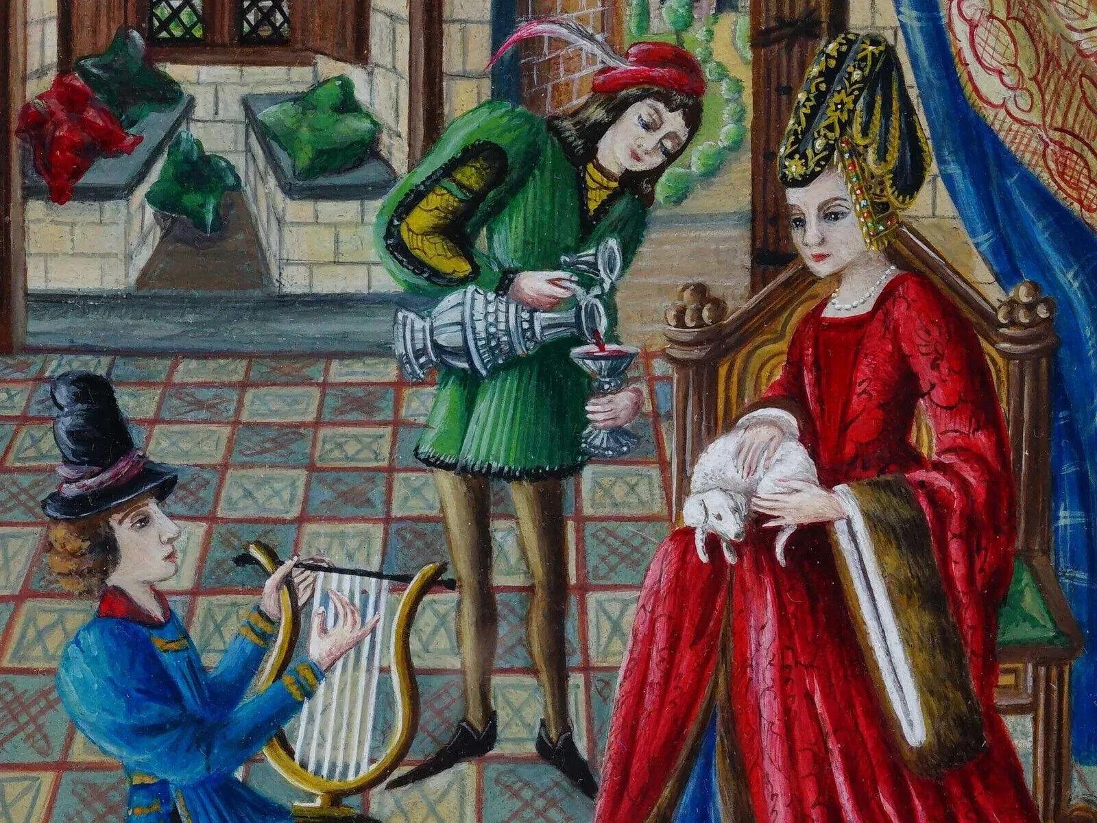 Brief im Renaissance-Stil eines alten Meisters, Gemälde, Brief angezogen von Claire Durieux (Europäisch) im Angebot