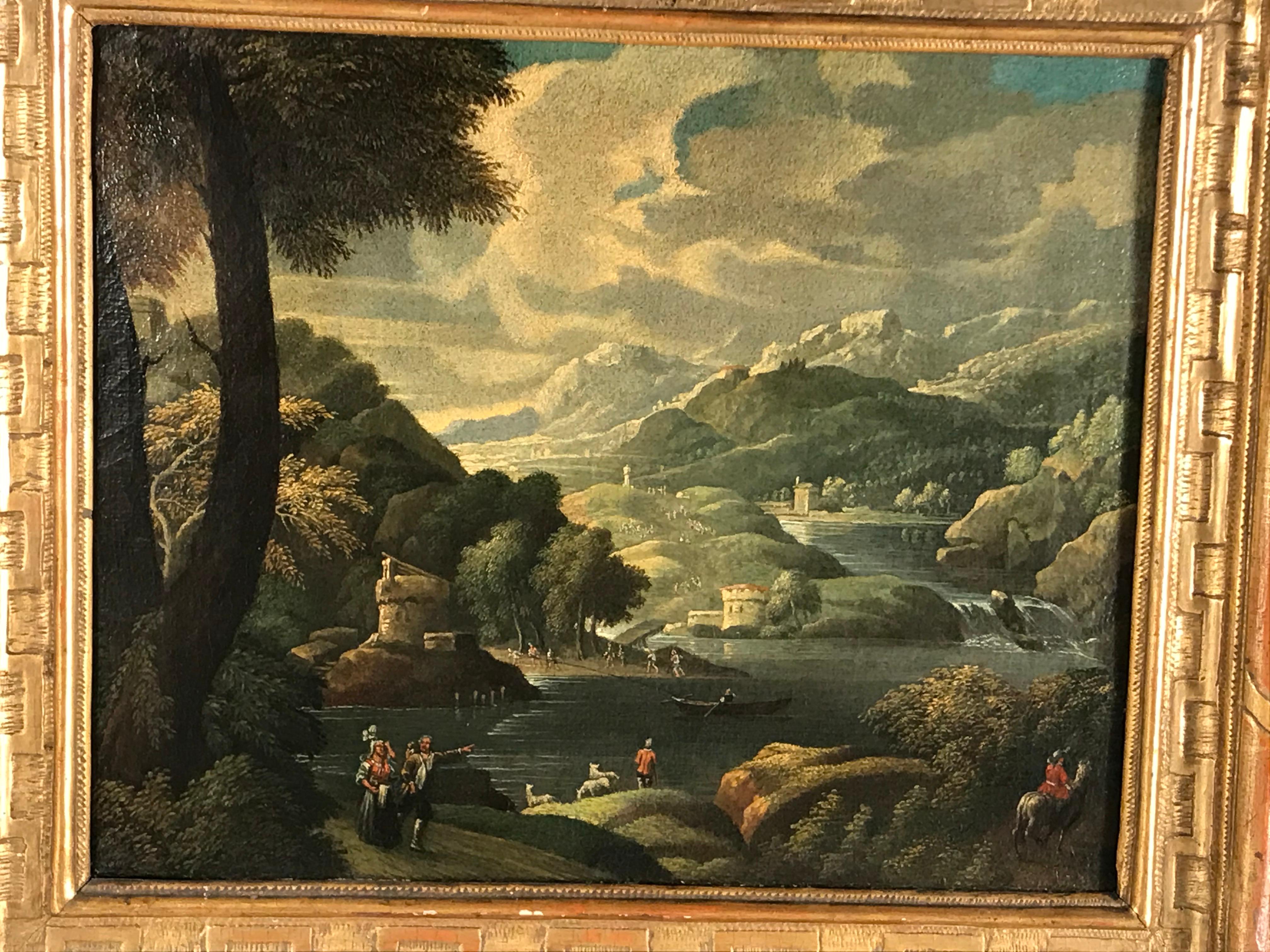 Old Master Landscape Painting, Flemish or German School 17th-18th century
Transport yourself back in time with a captivating old master landscape painting that embodies the essence of the 17th to 18th-century Flemish or German School of artistry.