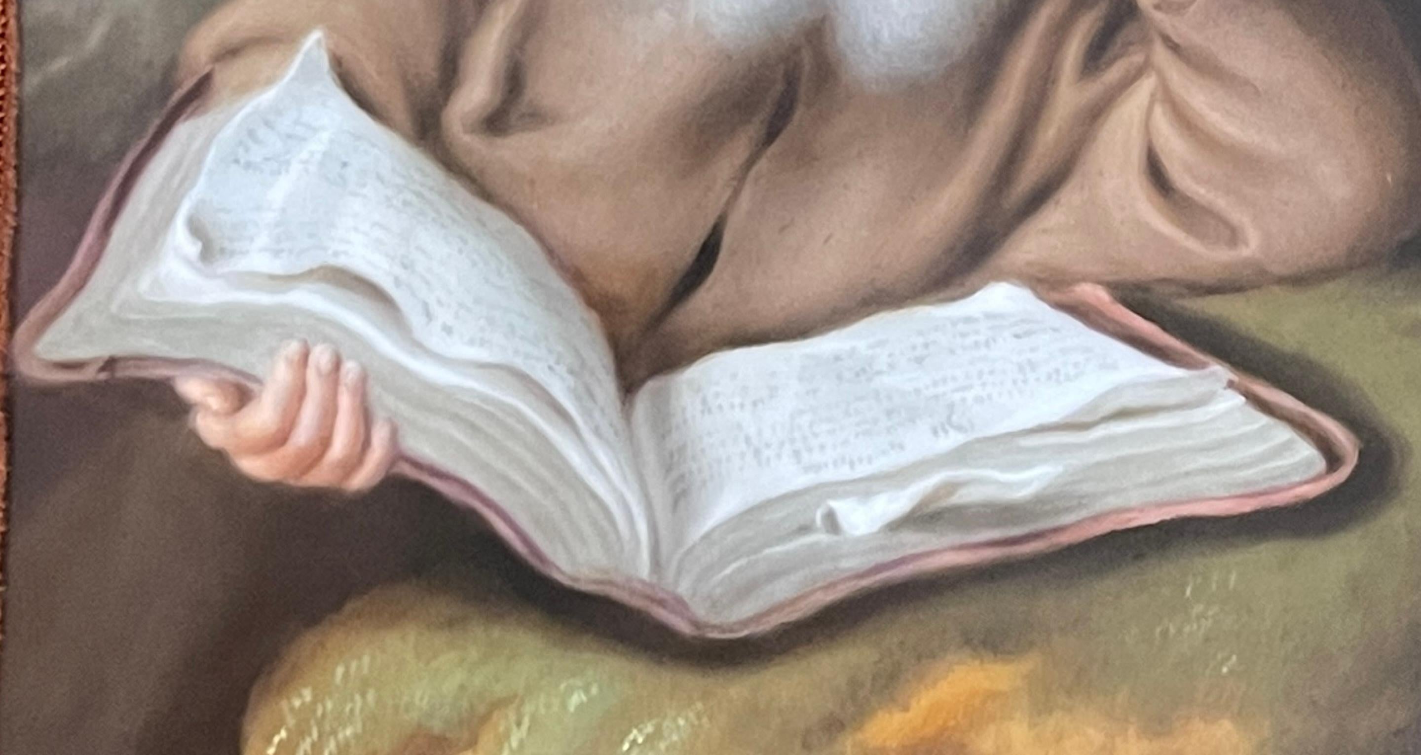 Porcellana Antico dipinto su porcellana di San Girolamo, dopo Einsiedler Von S. Koninck in vendita