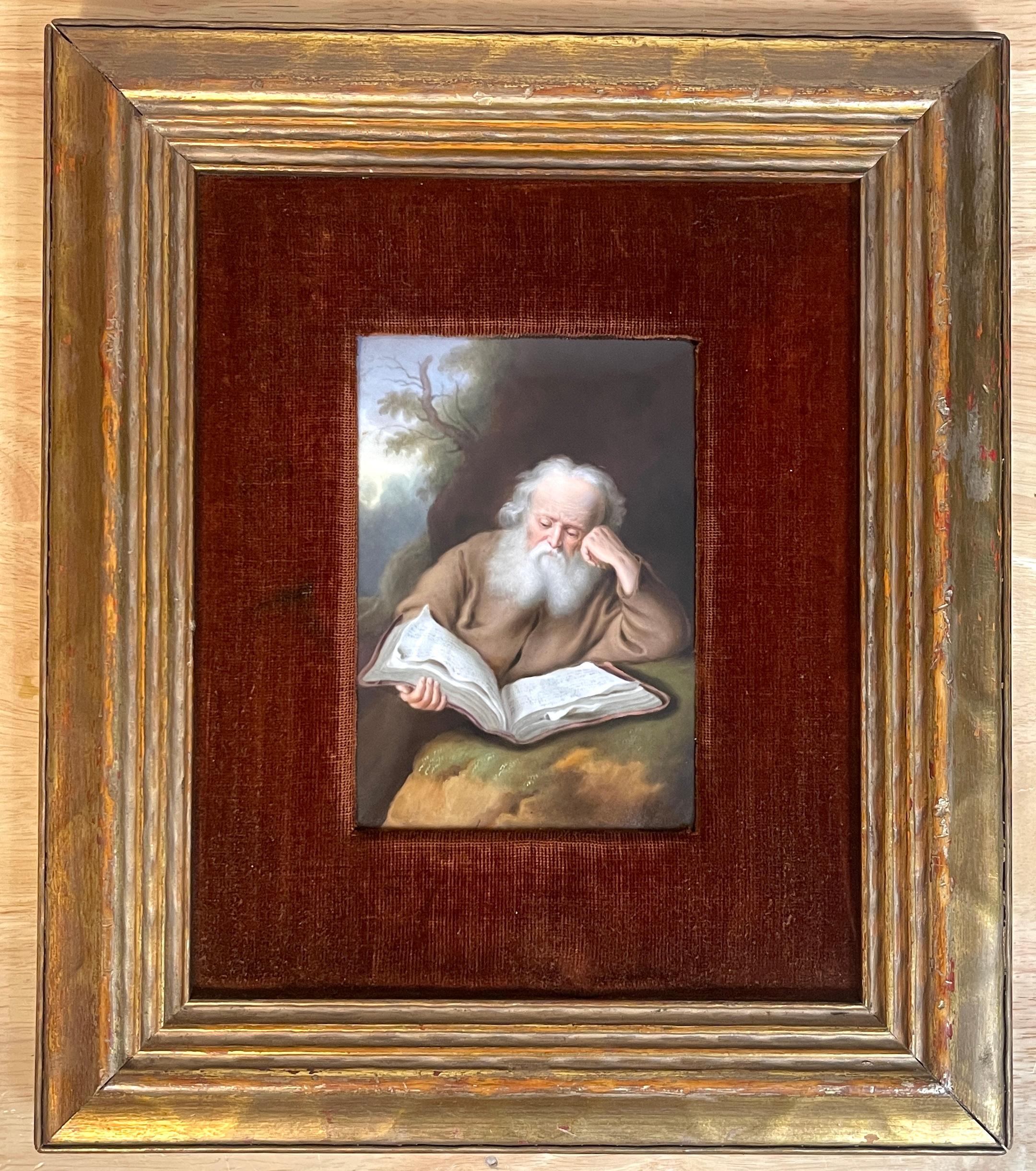 Antico dipinto su porcellana di San Girolamo, dopo Einsiedler Von S. Koninck in vendita 1