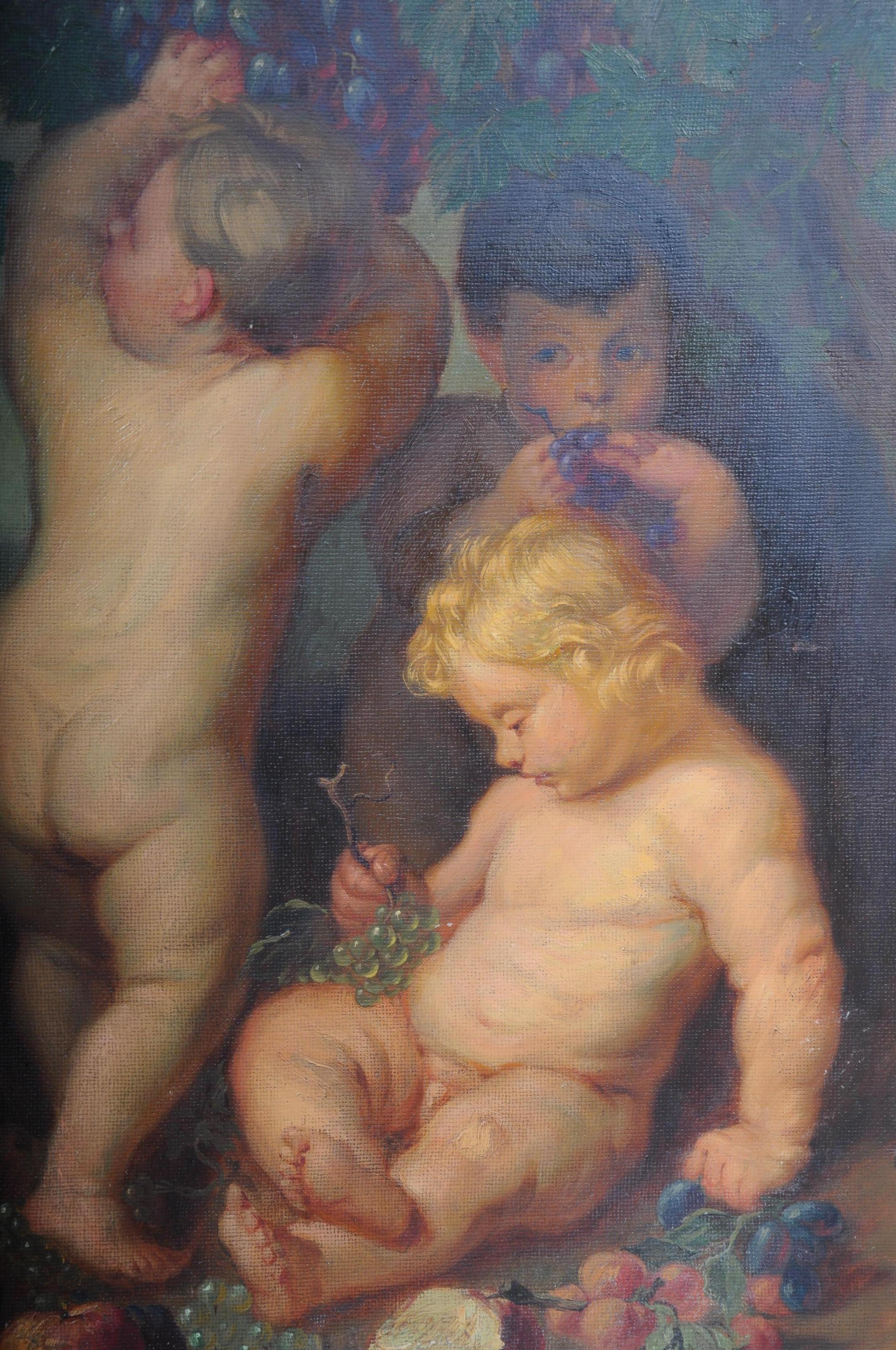 Old Master Paintings, Children's Group after Rubens, 20th Century For Sale 3